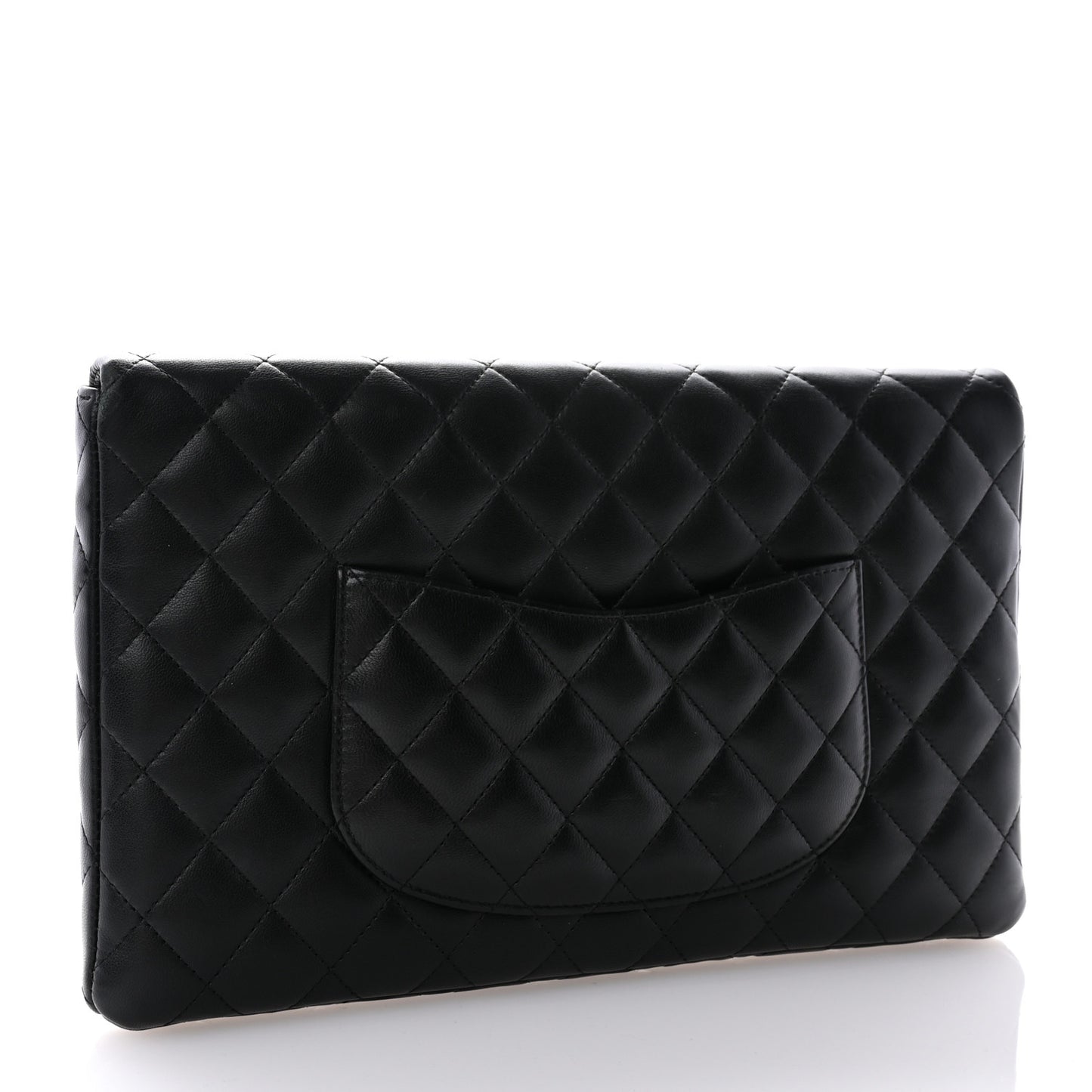 Lambskin Quilted Flap Clutch Black