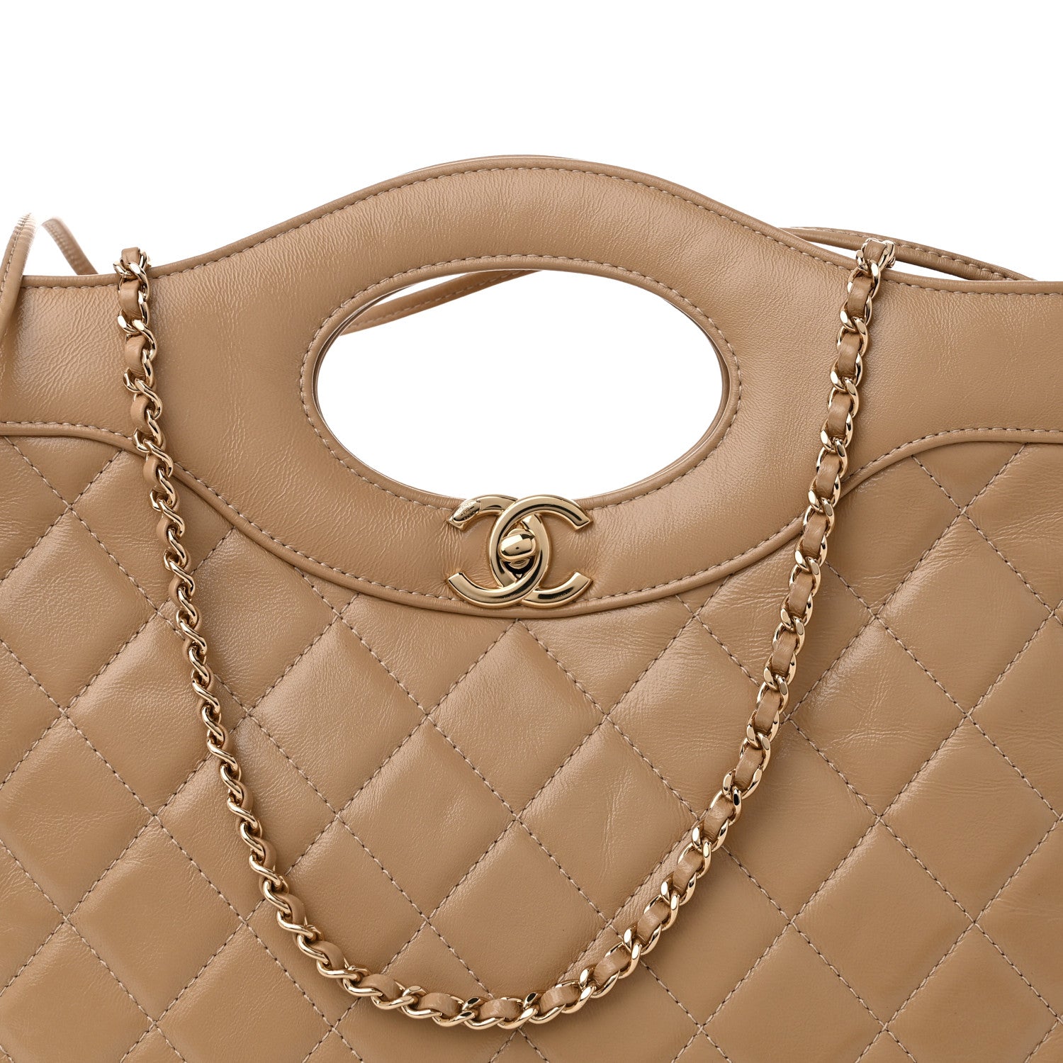 Chanel Shiny Lambskin Quilted 31 Shopping Bag Beige 8 of 10
