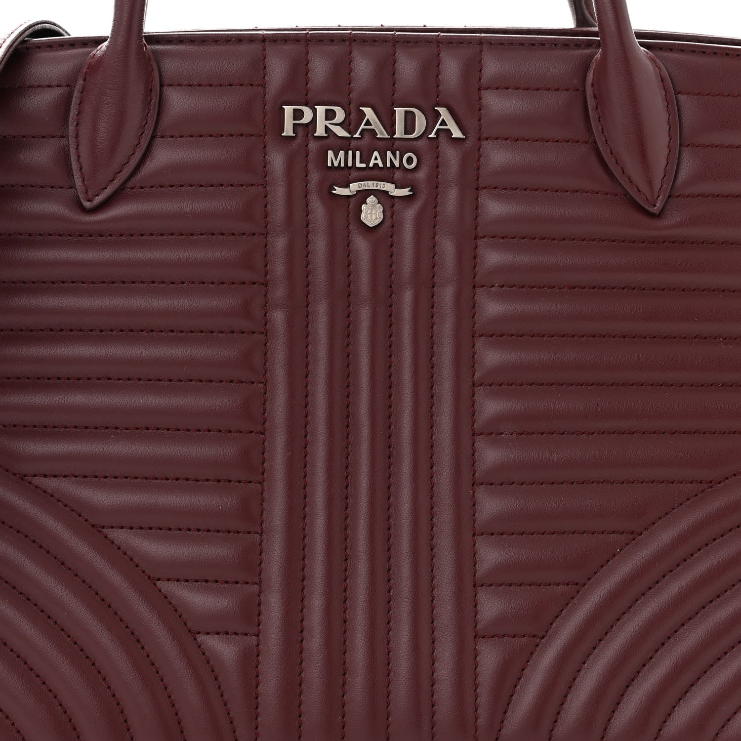 Prada Soft Calfskin Impunture Diagramme Tote Granato 8 of 11