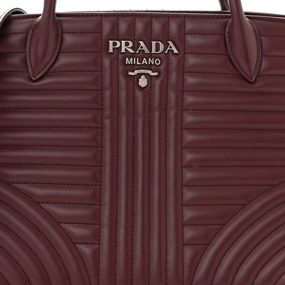Prada Soft Calfskin Impunture Diagramme Tote Granato 8 of 11