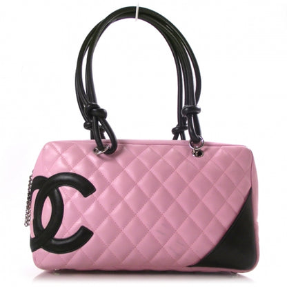 Chanel Calfskin Quilted Large Cambon Bowler Pink Black 1 of 12