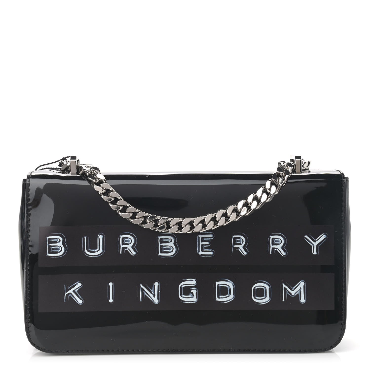 Burberry Patent Kingdom Flap Crossbody Black 1 of 13