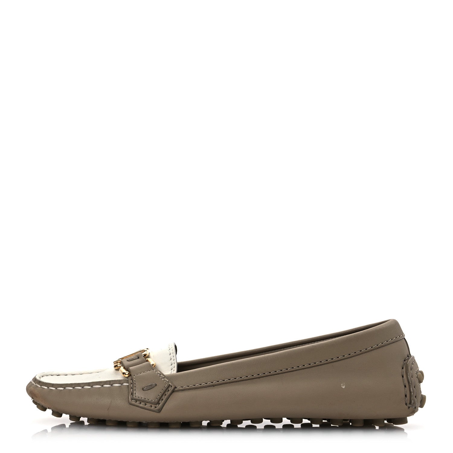 Louis Vuitton Calfskin Oxford Loafers 37.5 Beige White 1 of 17