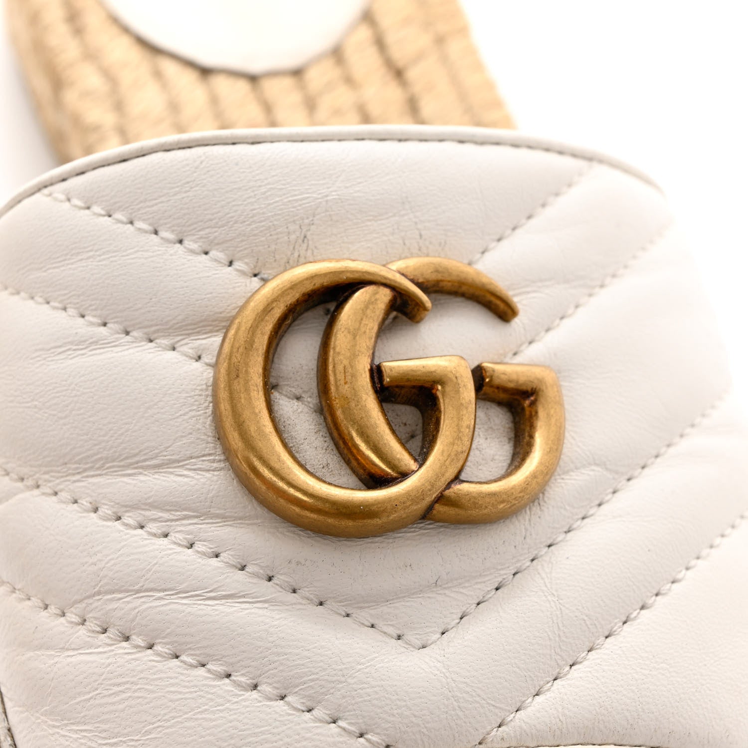 Gucci Nappa Matelasse GG Marmont Espadrille Slide Sandals 37.5 Great White 9 of 14