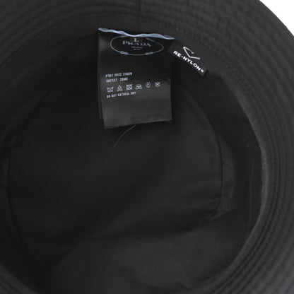 Prada Re-Nylon Metal Triangle Logo Womens Bucket Hat L Black 7 of 9