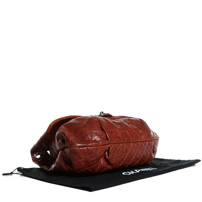 Chanel Grained Calfskin Quilted Maxi Elastic Flap Brown 4 of 8