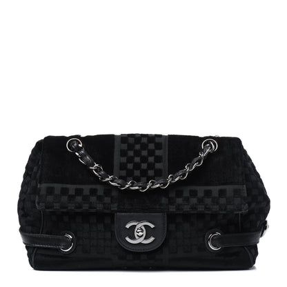 Chanel Velvet Checkered Flap Bag Black 1 of 14
