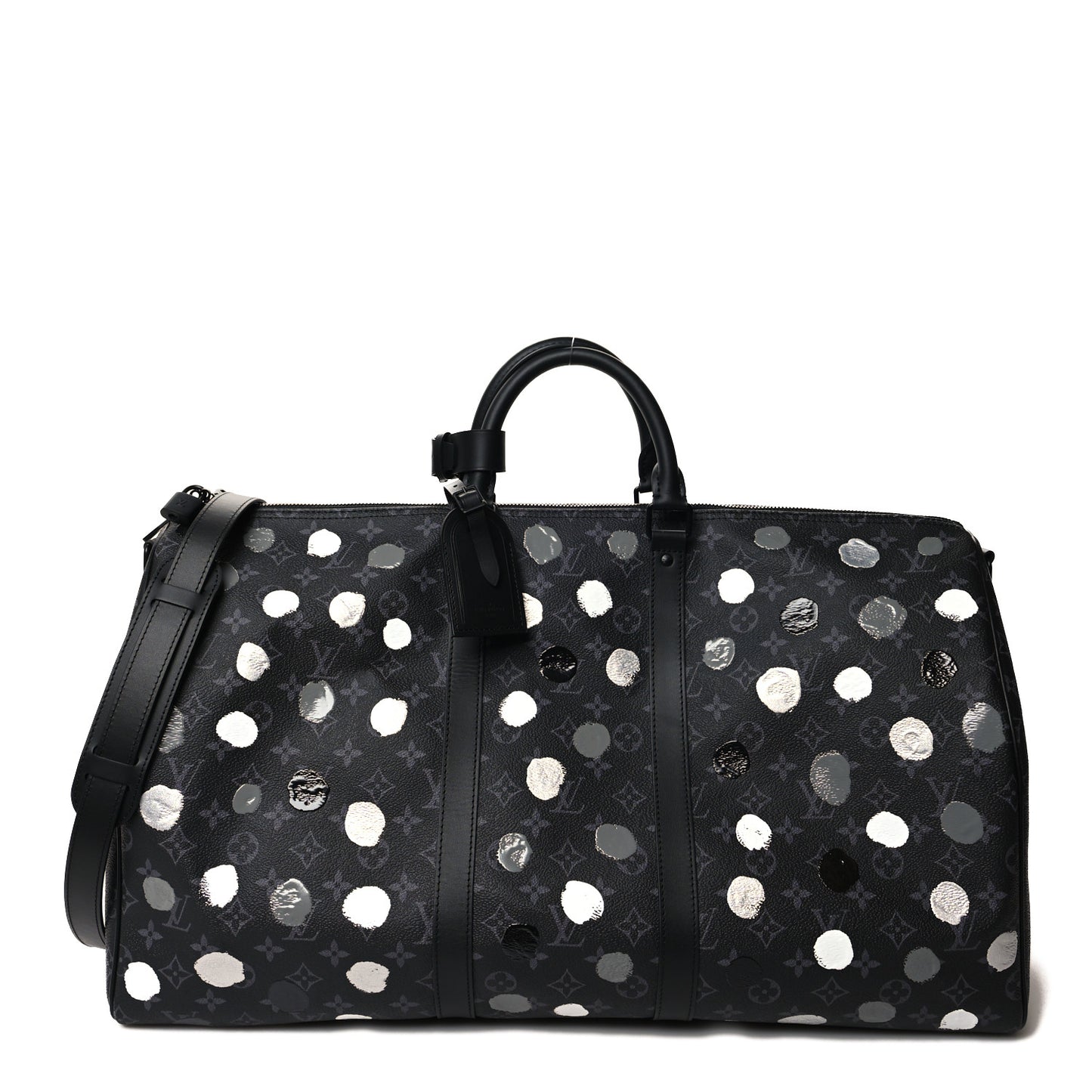 LV X YK Monogram Eclipse Keepall Bandouliere 55 Black Silver
