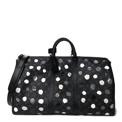 Louis Vuitton LV X YK Monogram Eclipse Keepall Bandouliere 55 Black Silver 1 of 8