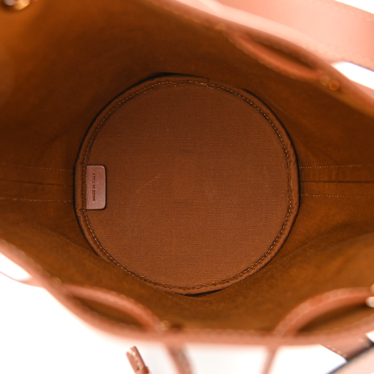 Triomphe Canvas Calfskin Small Drawstring Bucket Bag Tan
