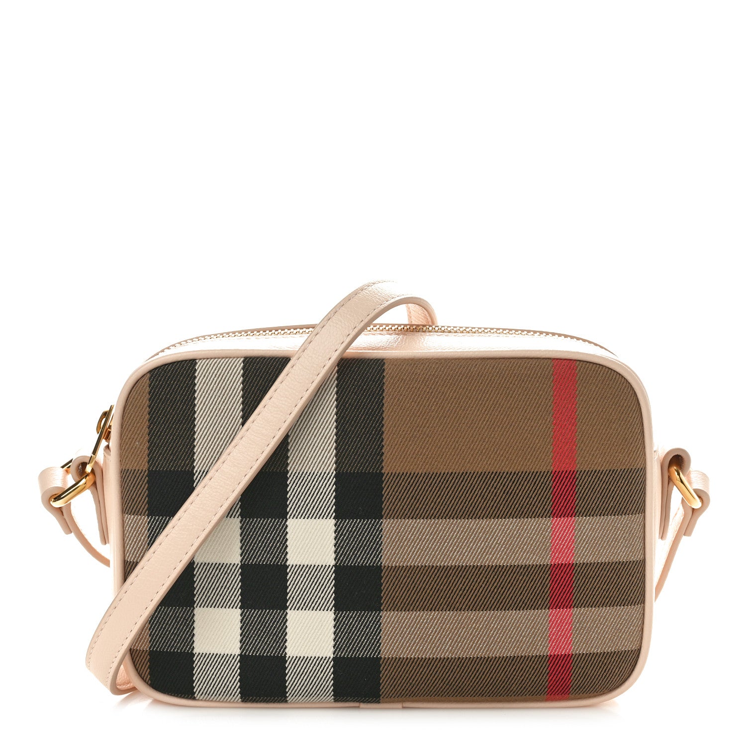 Burberry Calfskin House Check Small Camera Bag Pale Cameo 1 of 9