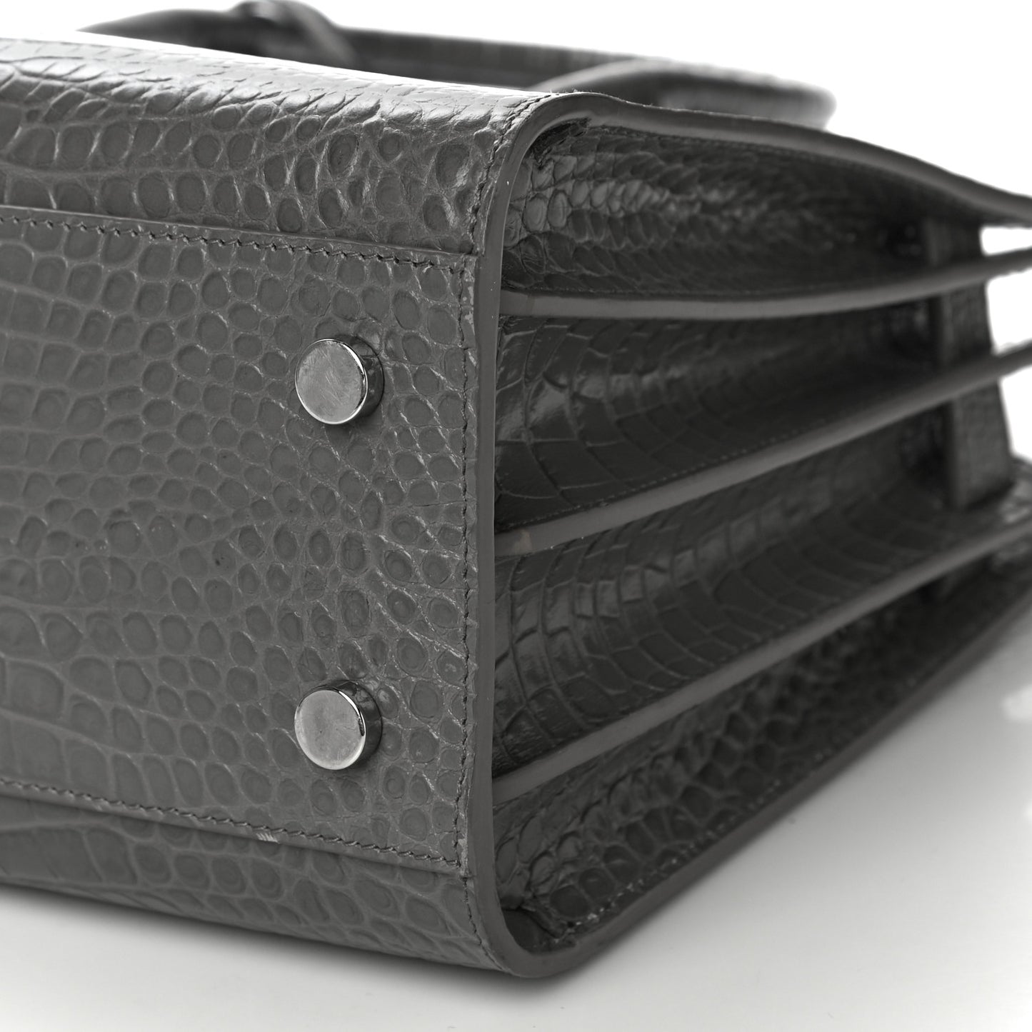 Calfskin Crocodile Embossed Baby Sac De Jour Fog