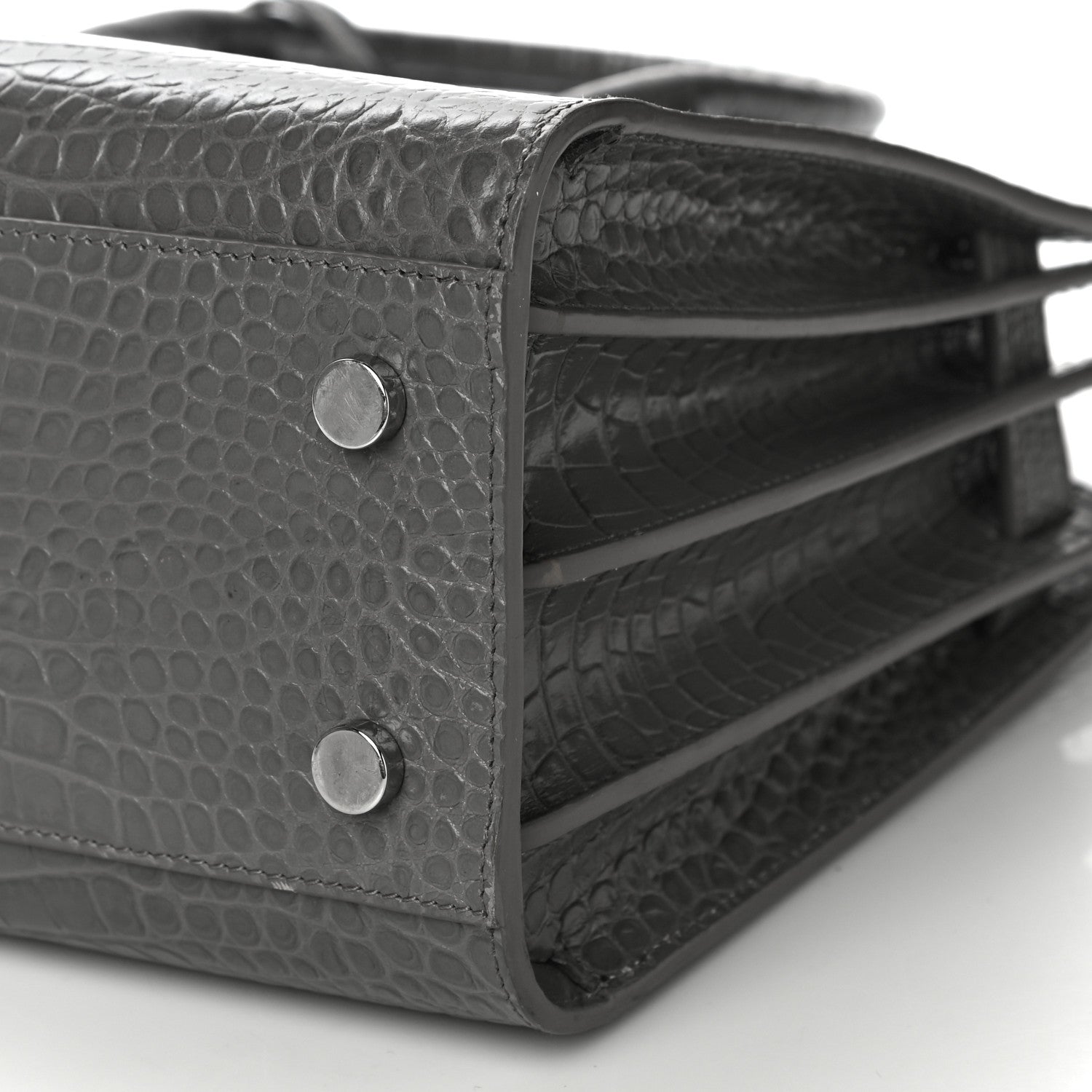 Saint Laurent Calfskin Crocodile Embossed Baby Sac De Jour Fog 9 of 11