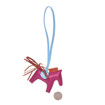 Hermes Milo Lambskin Grigri Rodeo Horse Bag Charm PM Rose Pourpre Cornaline Celeste 2 of 4