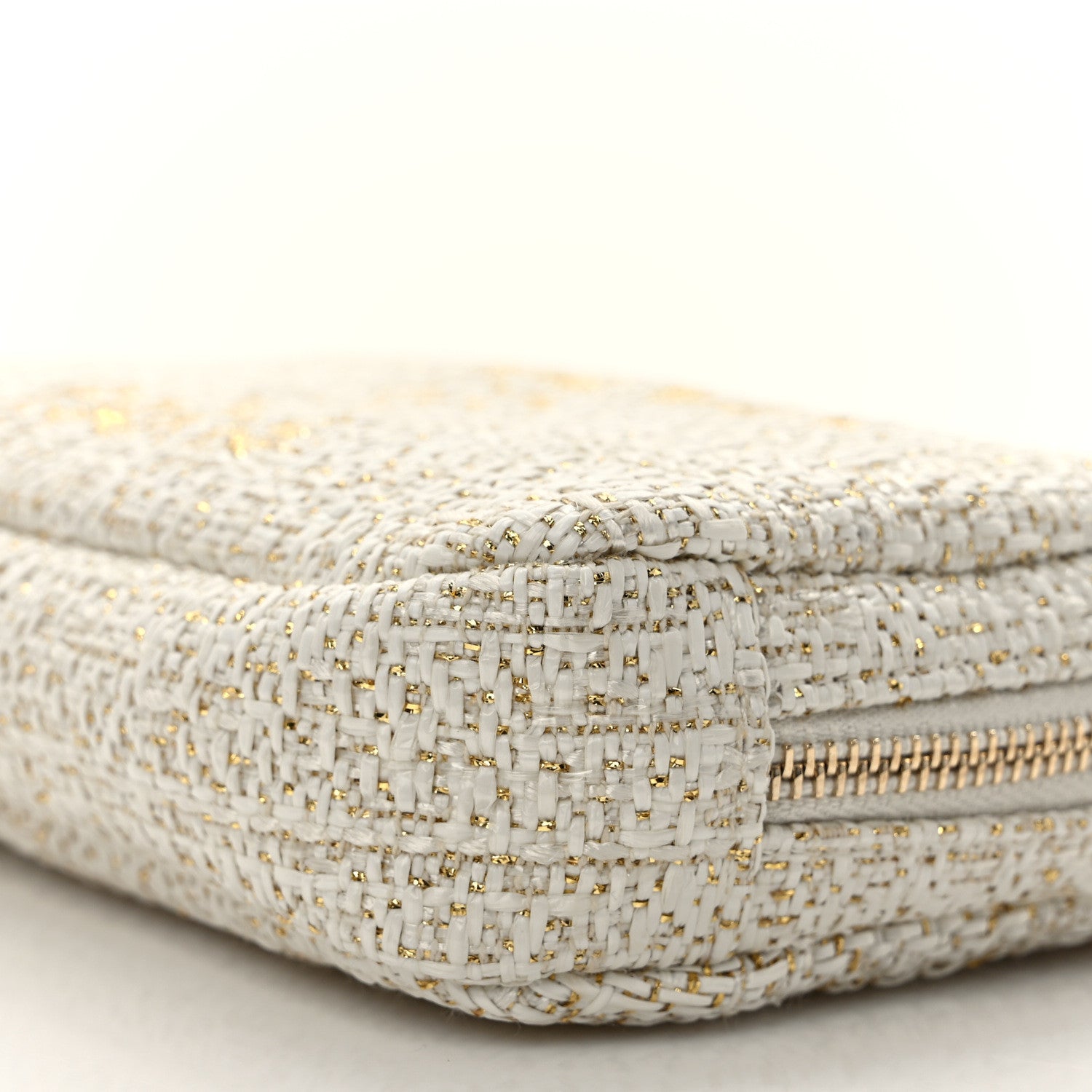 Chanel Woven Straw Raffia Deauville Small Curvy Pouch Cosmetic Case Ivory 9 of 9
