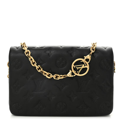 Louis Vuitton Lambskin Embossed Monogram Pochette Coussin Black 1 of 11