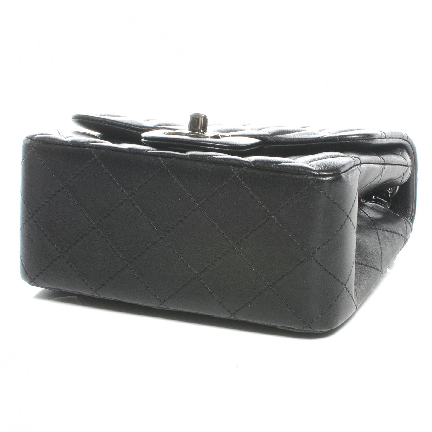 Lambskin Quilted Mini Square Flap Black