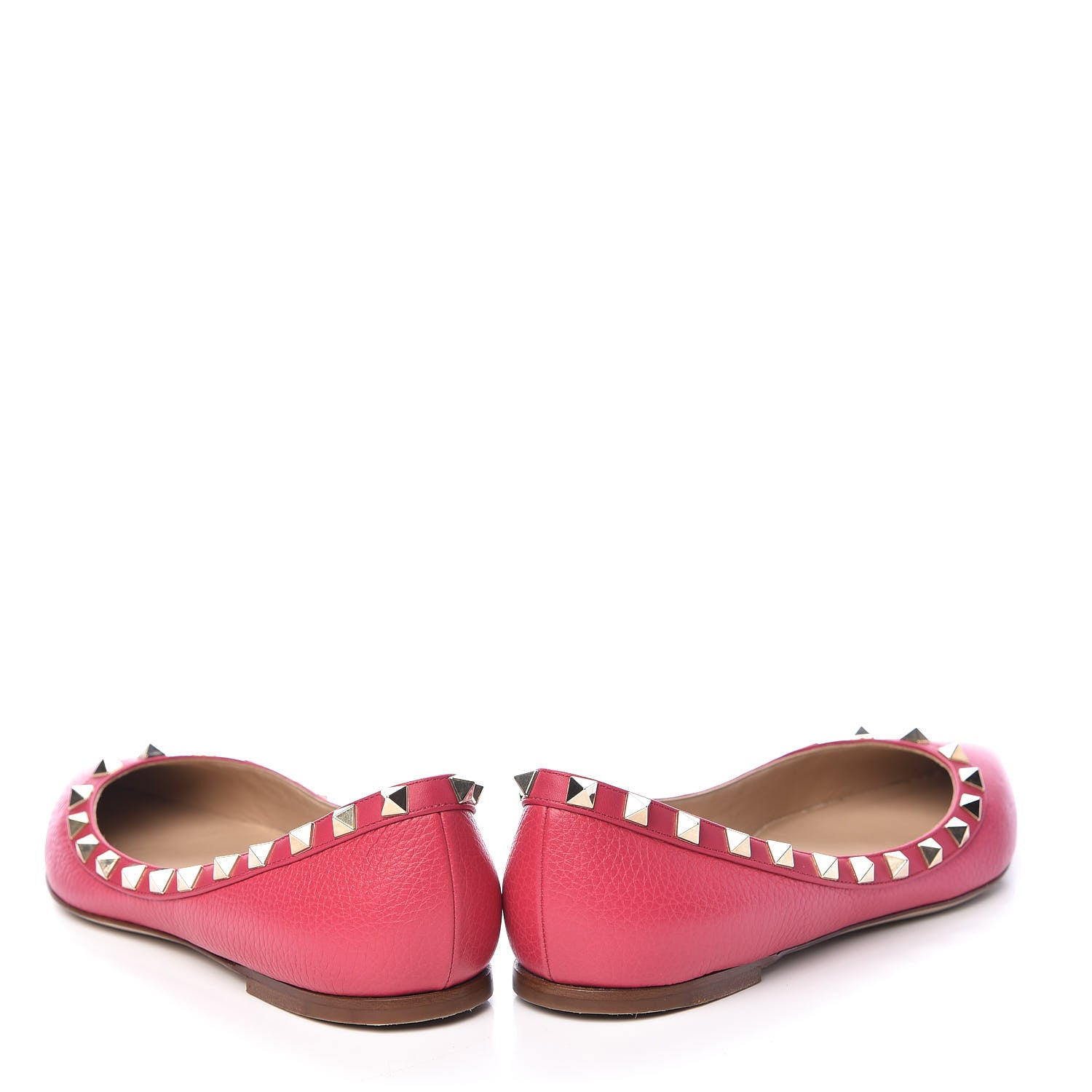 Valentino Garavani Pebbled Calfskin Rockstud Ballerina Flats 38 Deep Fuxia 6 of 14