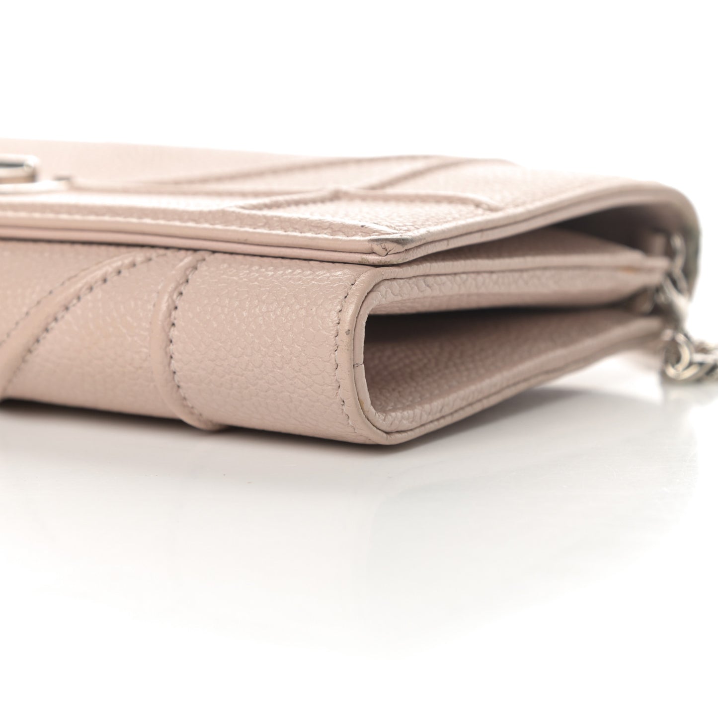 Grained Calfskin Diorama Croisiere Chain Wallet Rose Poudre