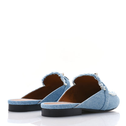 Hermes Denim Fringed Oz Mules 36 Bleu Clair 5 of 9