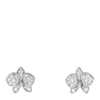 Cartier 18K White Gold Diamond .80ct Caresse D'Orchidees Par Cartier Earrings 1 of 5