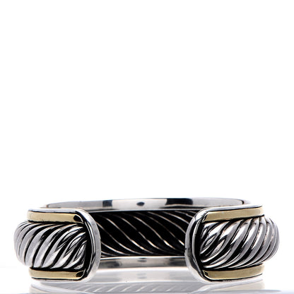 David Yurman Sterling Silver 18K Yellow Gold Sculpted Cable Cuff Bracelet 3 of 4