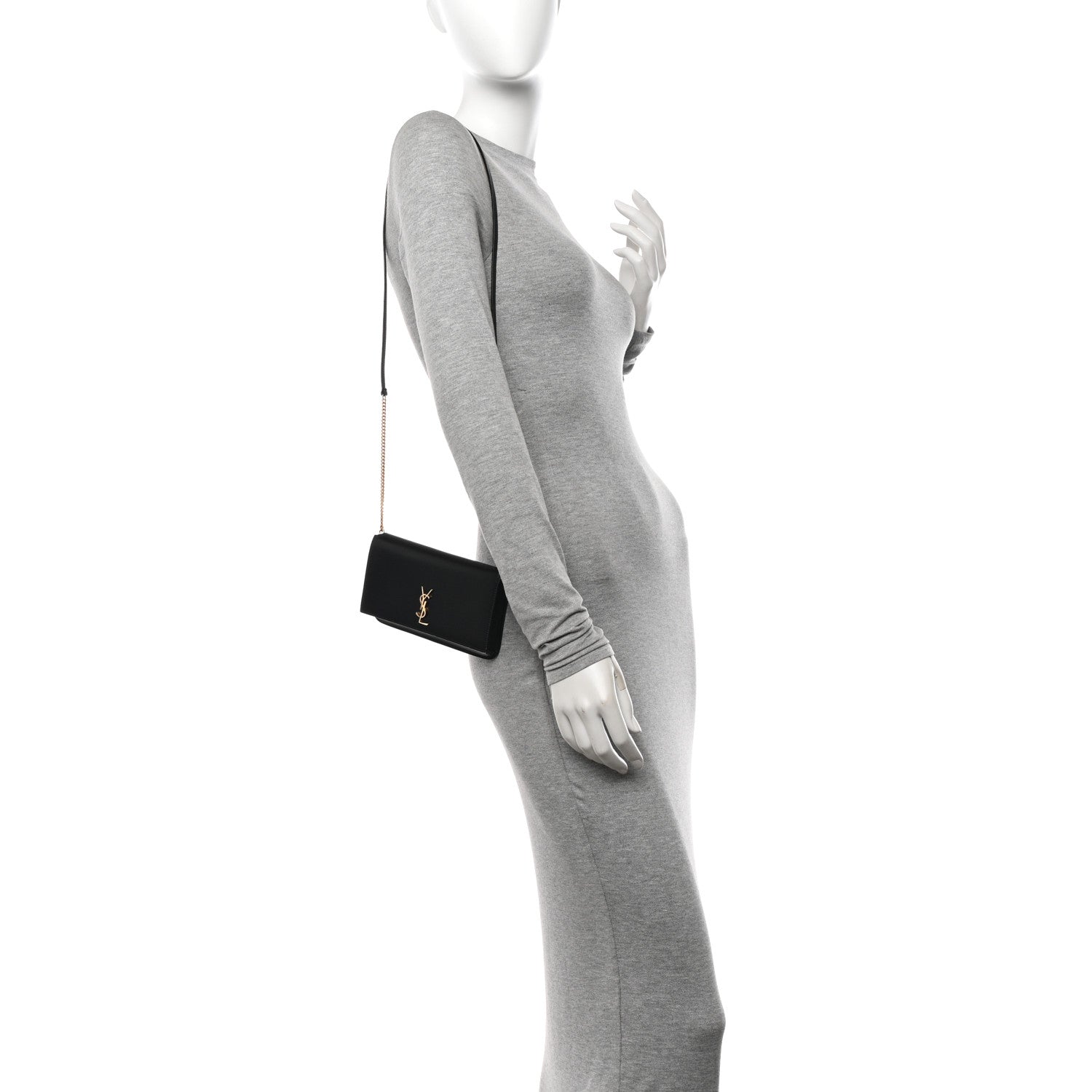 Saint Laurent Smooth Calfskin Monogram Phone Holder Crossbody Black 2 of 12