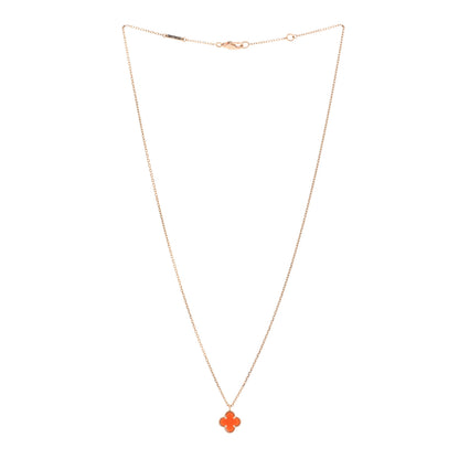 Van Cleef & Arpels 18K Rose Gold Carnelian Sweet Alhambra Pendant Necklace 3 of 4
