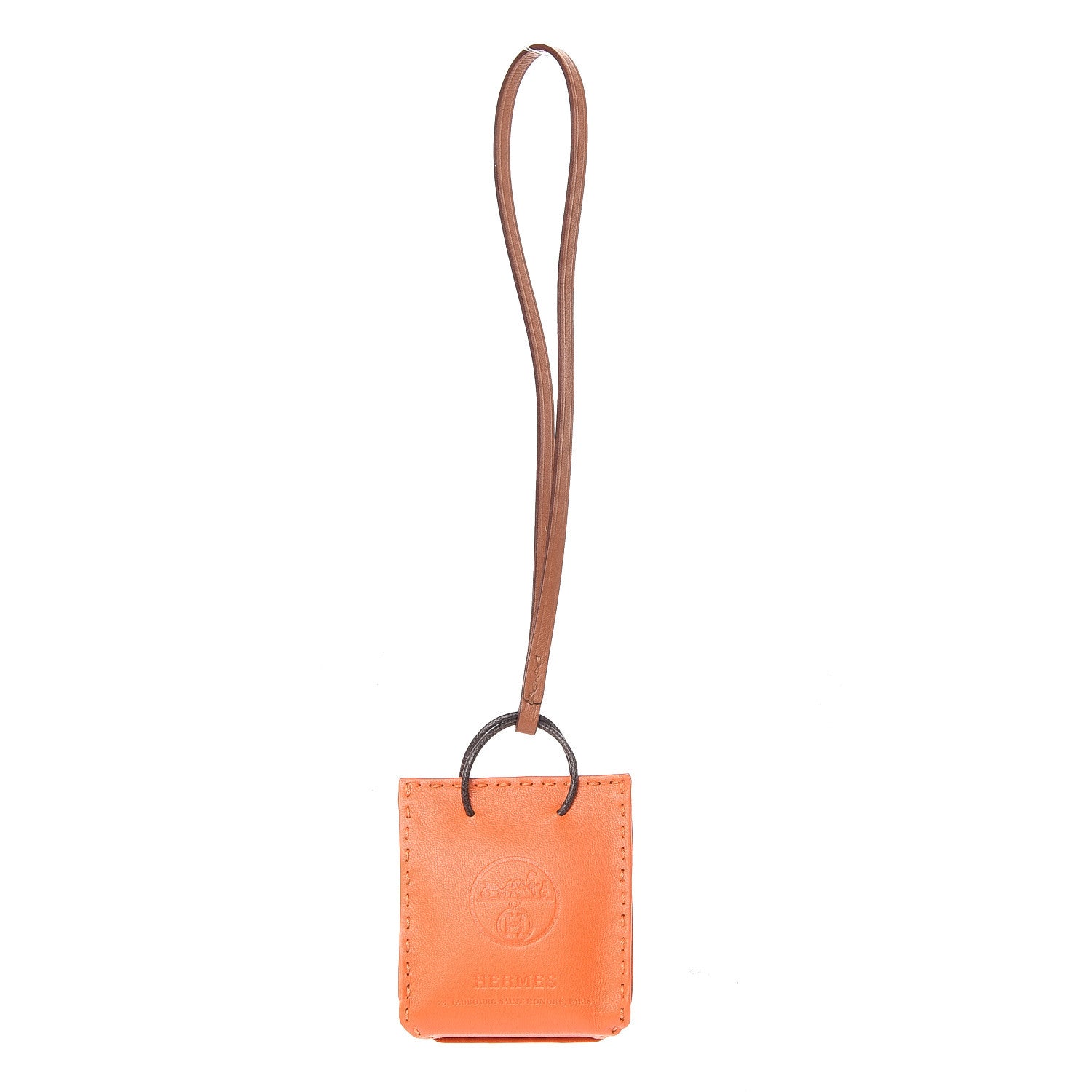 Hermes Milo Lambskin Swift Shopping Bag Charm Feu Gold 1 of 5