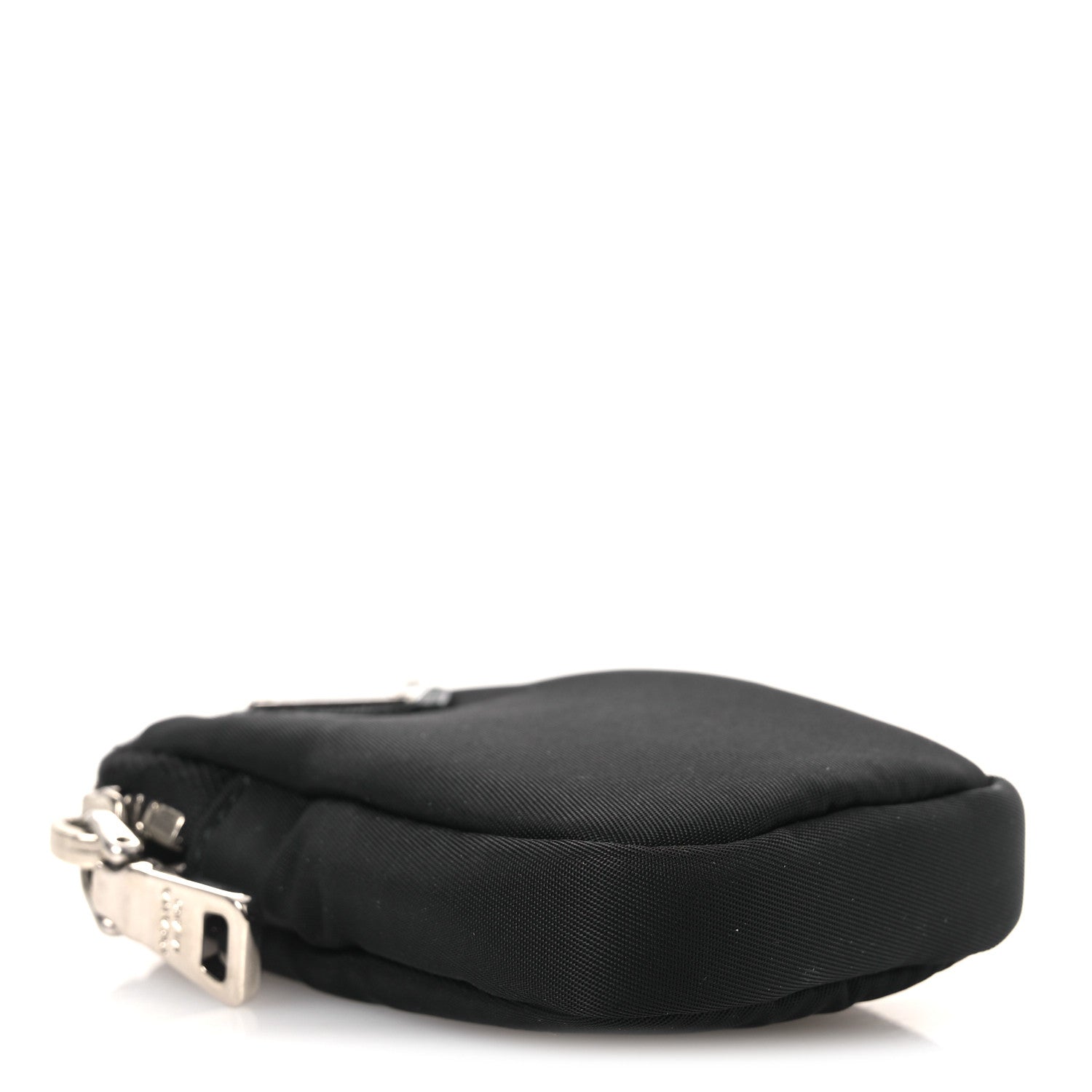 Prada Re-Nylon Pocket Triangle Padded Mini Key Chain Pouch Black 4 of 6