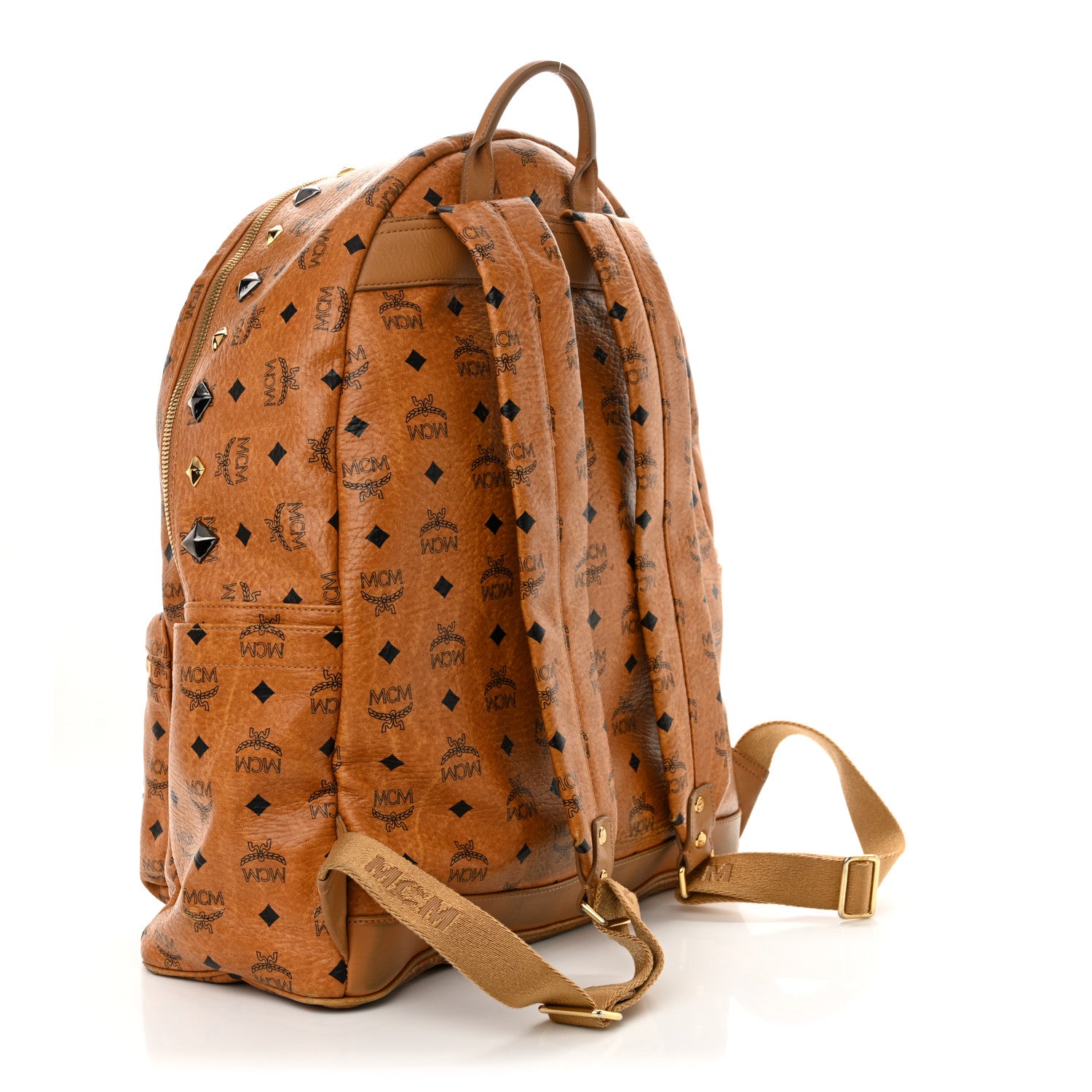 MCM Visetos Studded Large Stark M Backpack Cognac 3 of 12