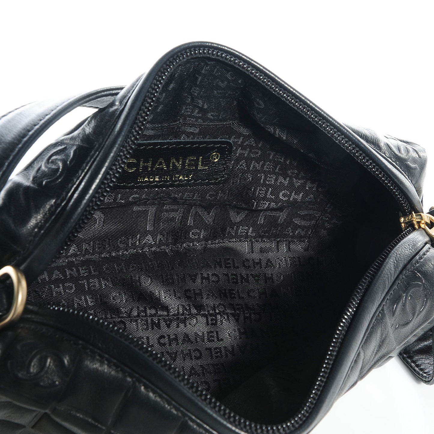 Lambskin CC Chocolate Bar Shoulder Bag Black