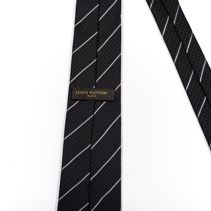 Louis Vuitton Silk Mens Damier Lines Neck Tie Black 3 of 5
