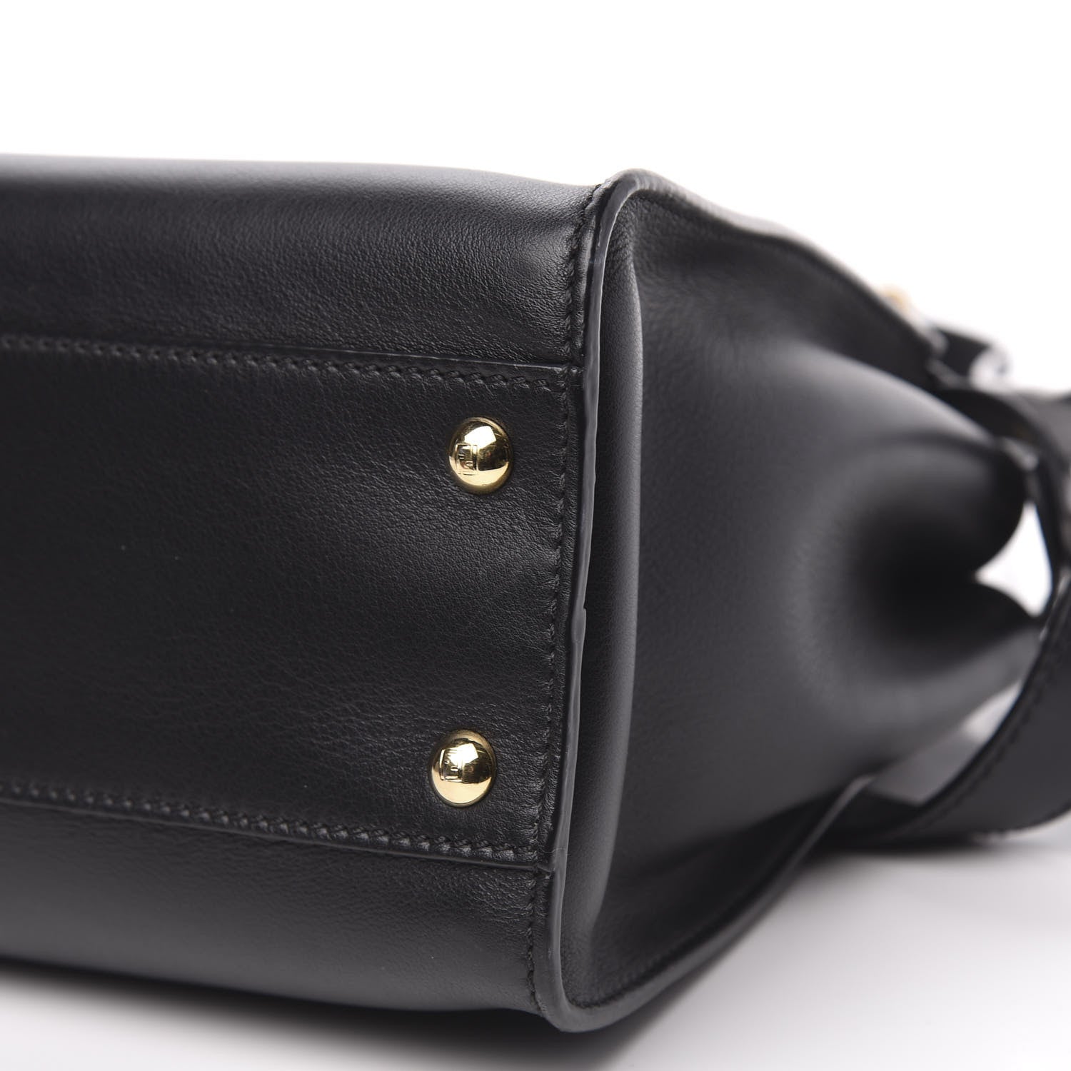 Fendi Vitello Seta Shiny Nappa Medium Peekaboo Iconic Satchel Black 10 of 10