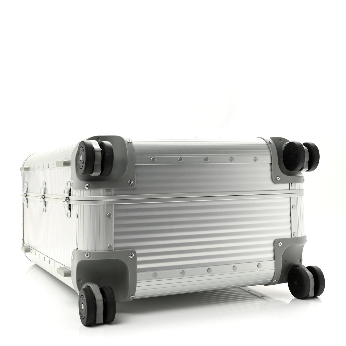 GG Supreme Monogram Aluminium Porter Medium Trolley Suitcase Silver