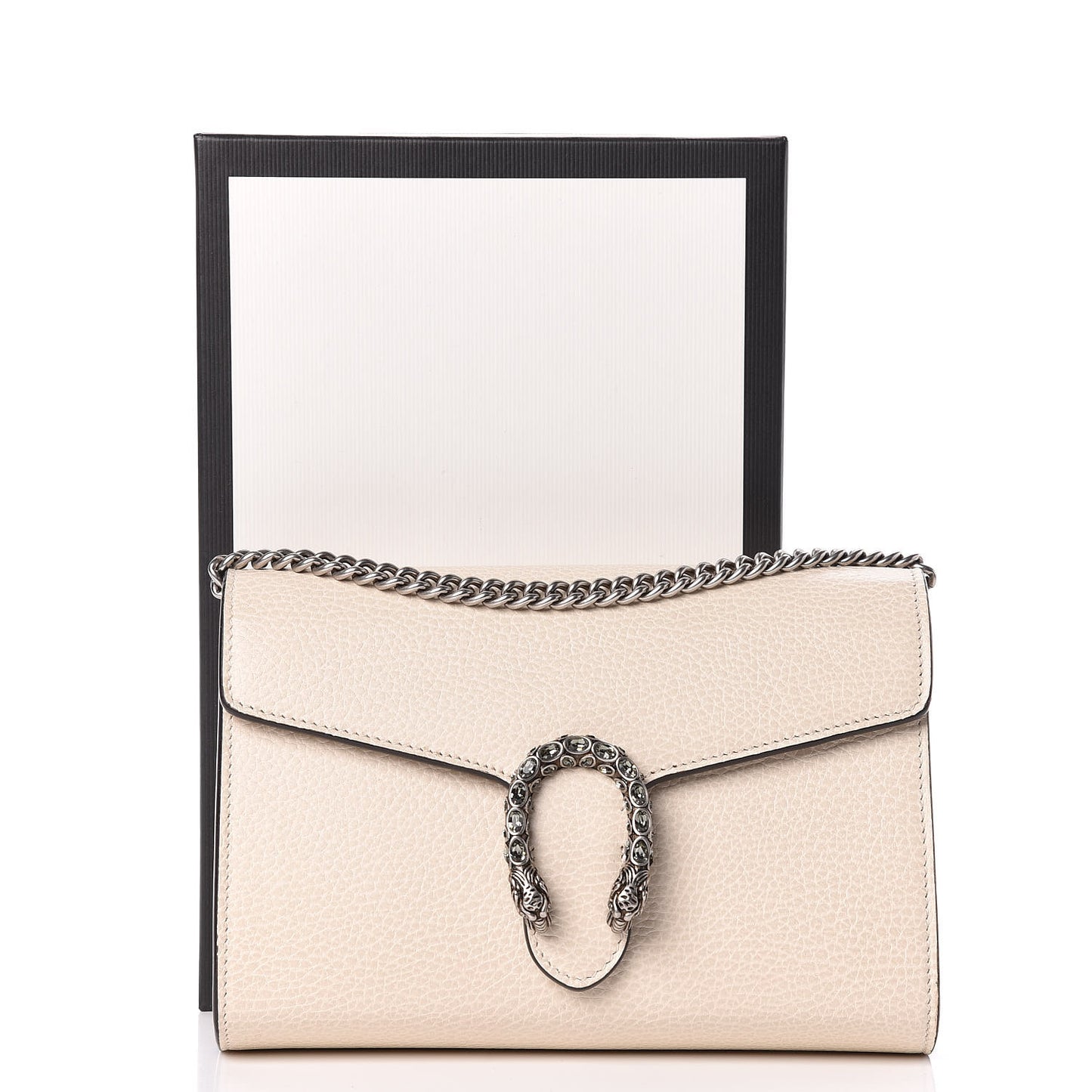 Dollar Calfskin Mini Dionysus Chain Wallet Mystic White