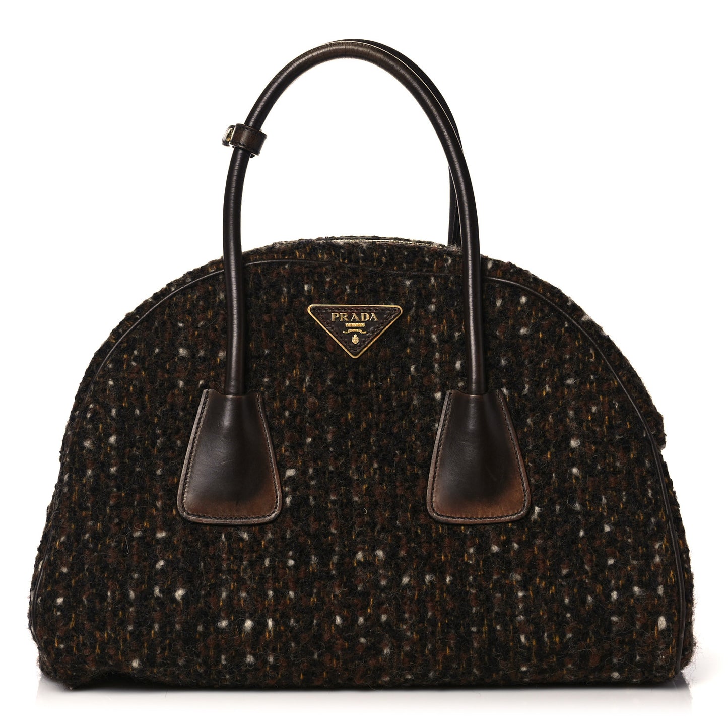 Tessuto Tweed Vitello Bowling Bag Cacao Knicker
