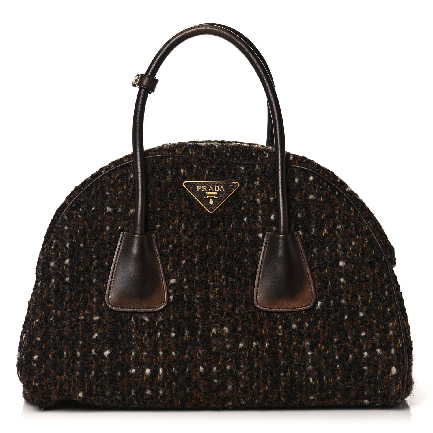 Prada Tessuto Tweed Vitello Bowling Bag Cacao Knicker 1 of 22