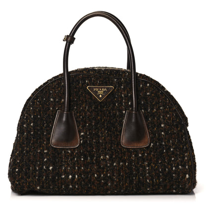 Prada Tessuto Tweed Vitello Bowling Bag Cacao Knicker 1 of 22