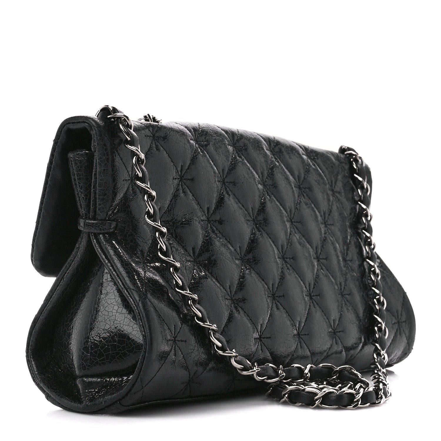 Chanel Glazed Crackled Calfskin Mademoiselle Flap Black 3 of 10