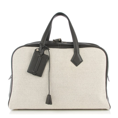Hermes Toile Taurillon Clemence Victoria II 43 Ecru Graphite 1 of 16