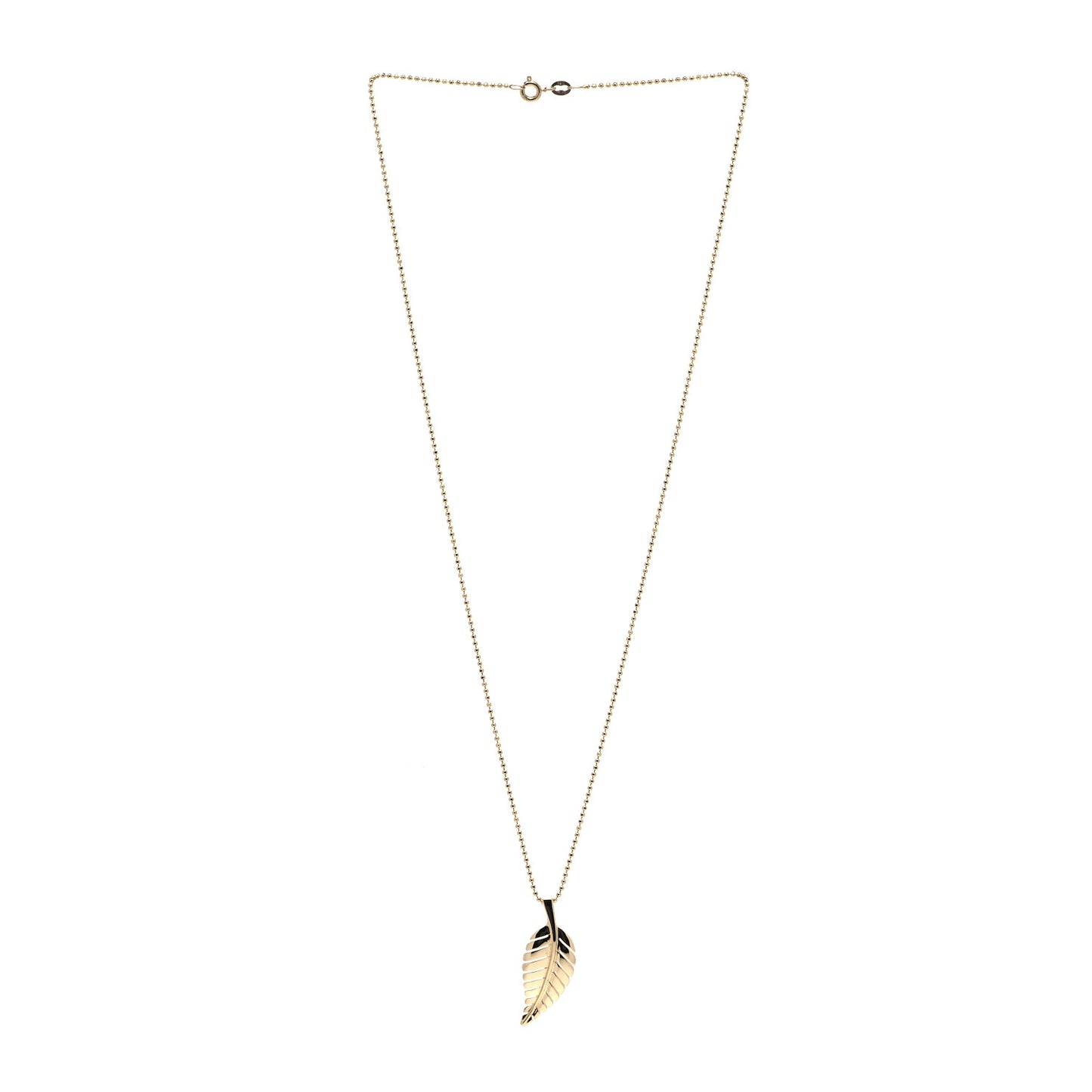 18K Yellow Gold Small Leaf Necklace