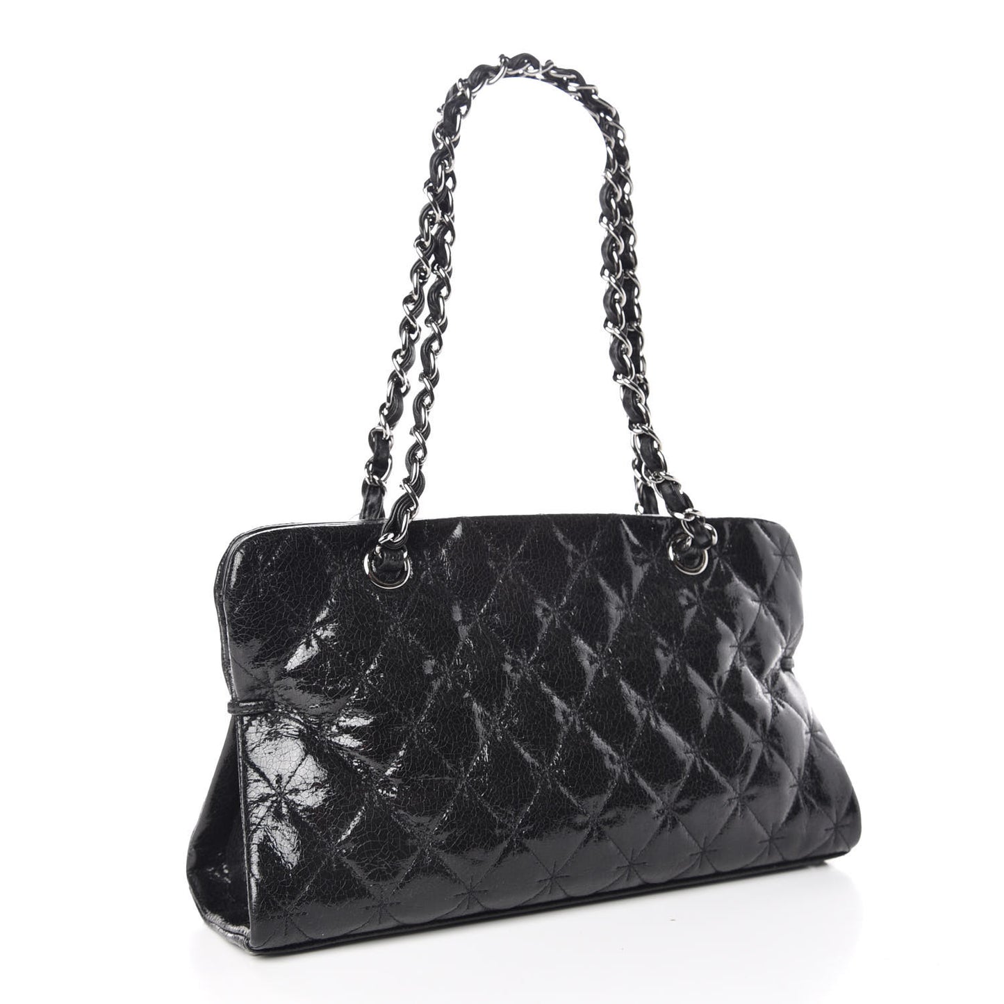 Glazed Crackled Calfskin Small Reissue Tote Black