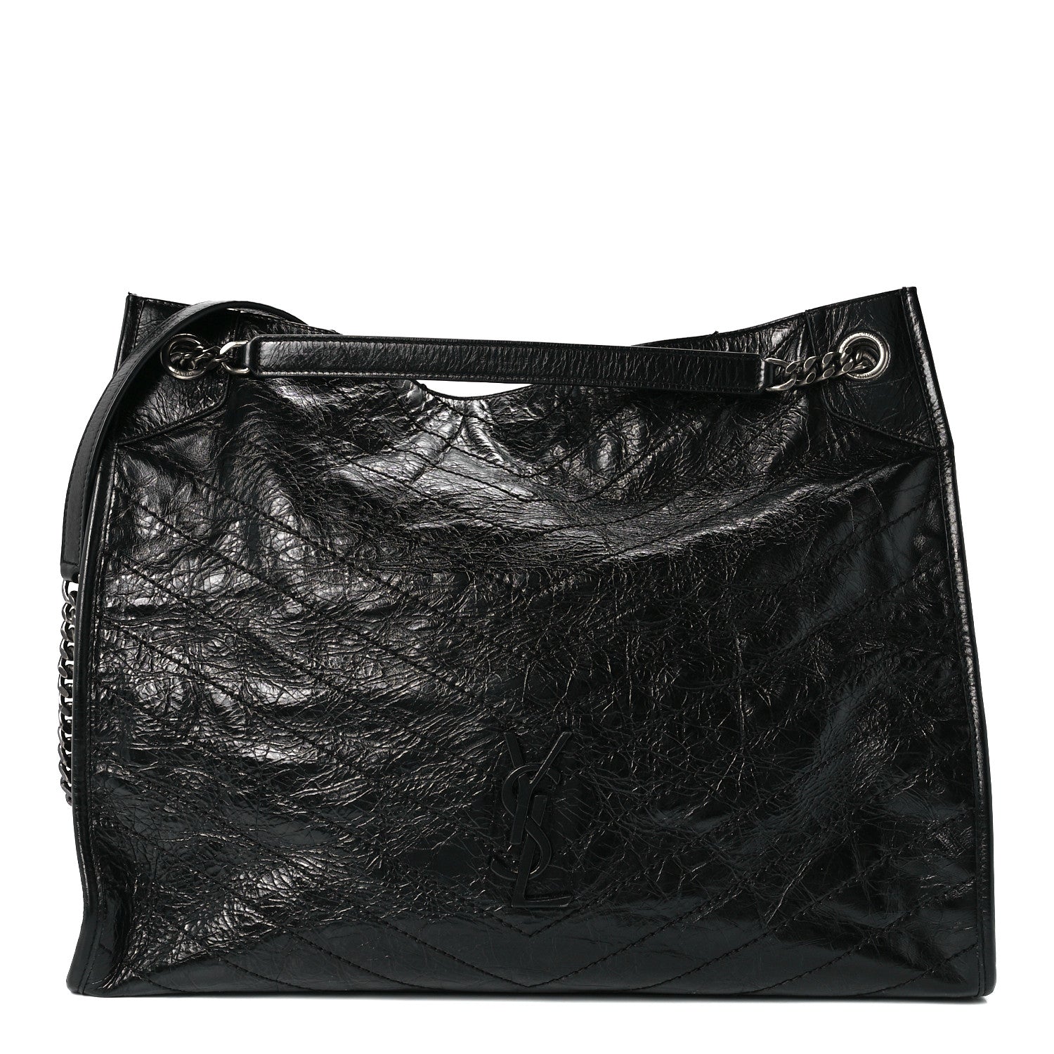 Saint Laurent Crinkled Calfskin Matelasse Monogram Niki Shoulder Bag Black 1 of 11