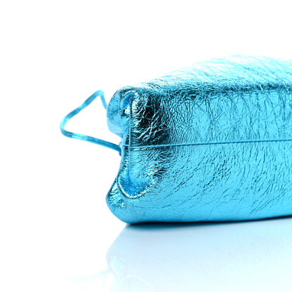 Bottega Veneta Metallic Crushed Calfskin The Mini Pouch Sky Blue 7 of 9