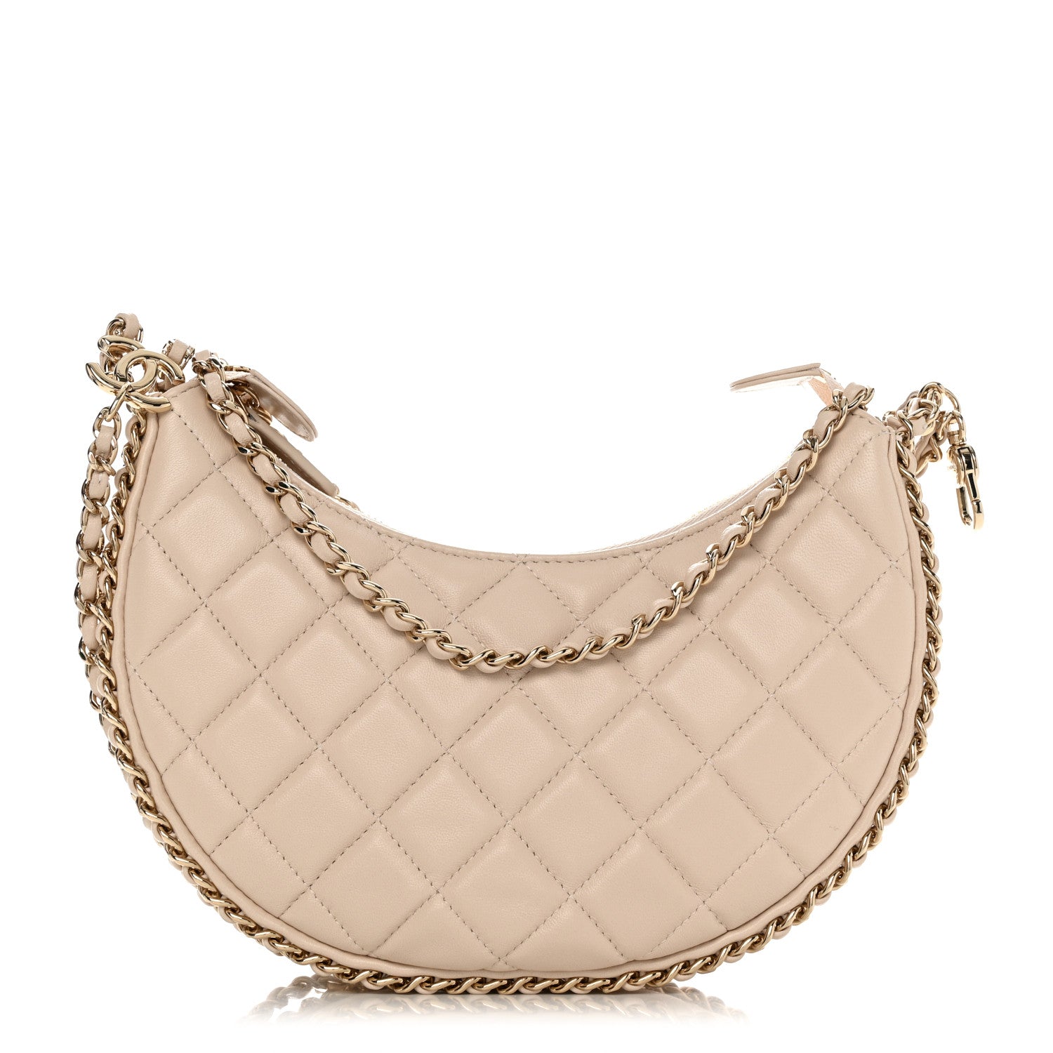 Chanel Lambskin Quilted Small Hobo Bag Light Beige 1 of 10