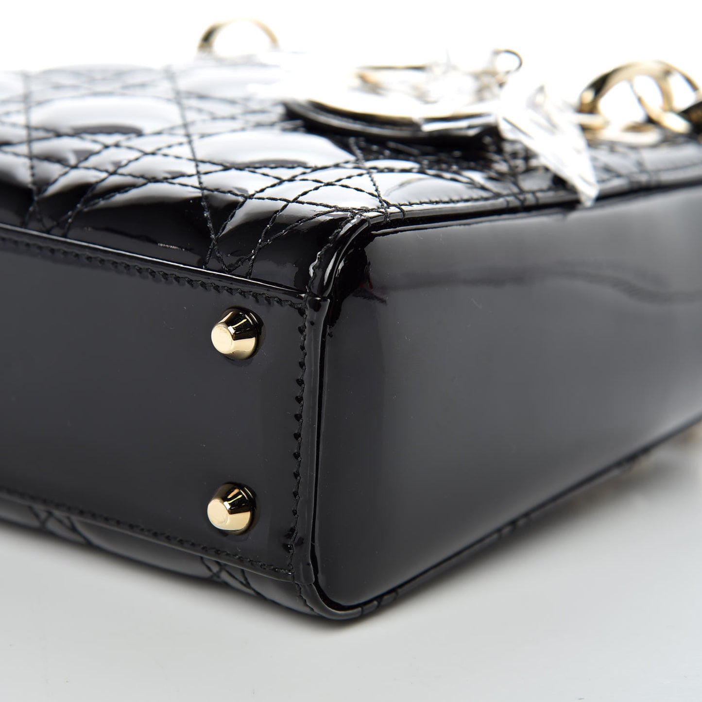 Patent Cannage Mini Lady Dior Black