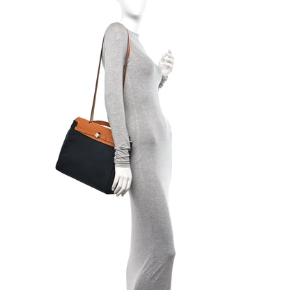 Hermes Toile Vache Calfskin Herbag 30 PM Black Natural 3 of 23