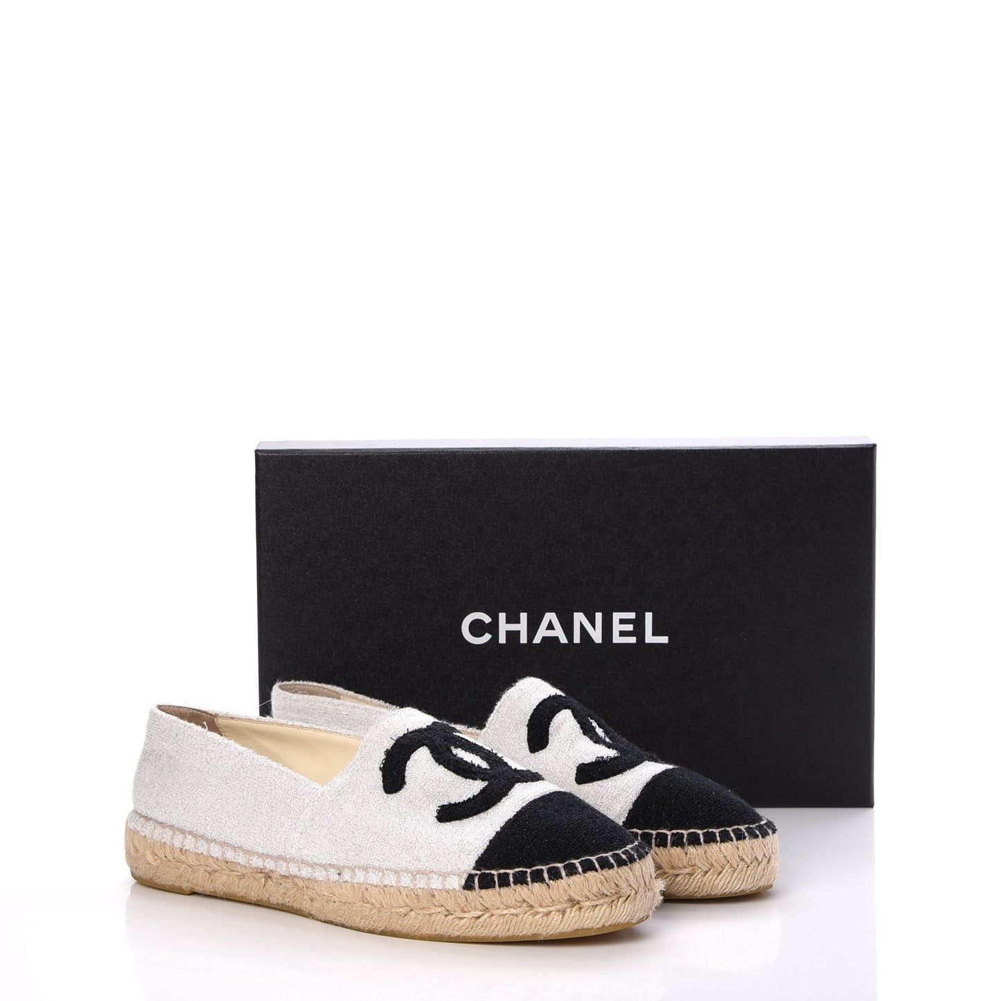 Terry Cloth CC Espadrilles 38 Silver Black