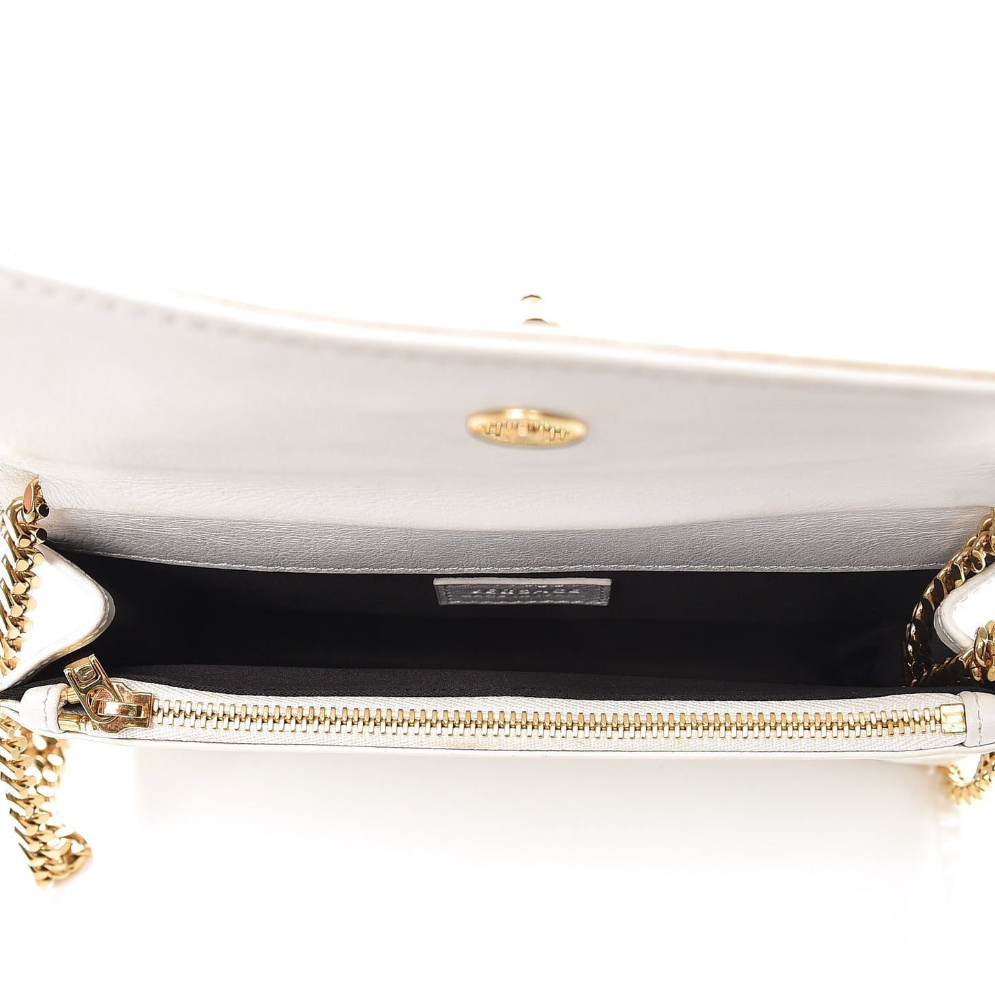 Calfskin Embossed Palazzo Chain Evening Bag White
